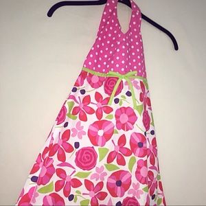 Toddler Pink White Green Polkadot Halter Sundress